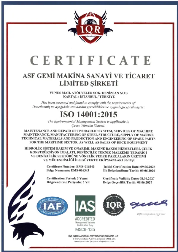 ASF-Gemi-Makina-ISO 14001:2015