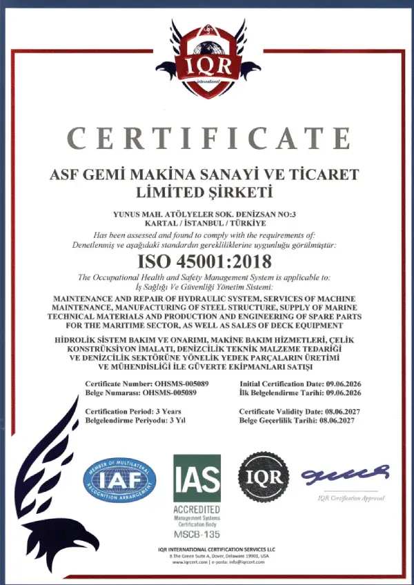 ASF-Gemi-Makina-ISO 45001:2018