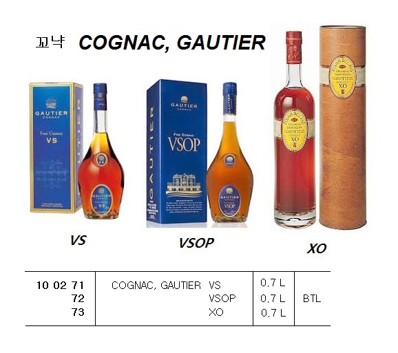 COGNAC, GAUTIER VS, 0.7 L