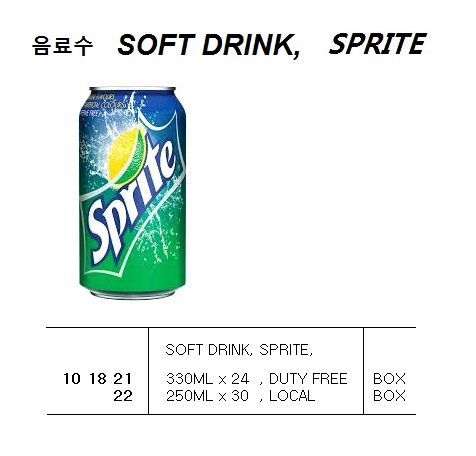 SOFT DRINK, SPRITE, 330ML x 24 , DUTY FREE