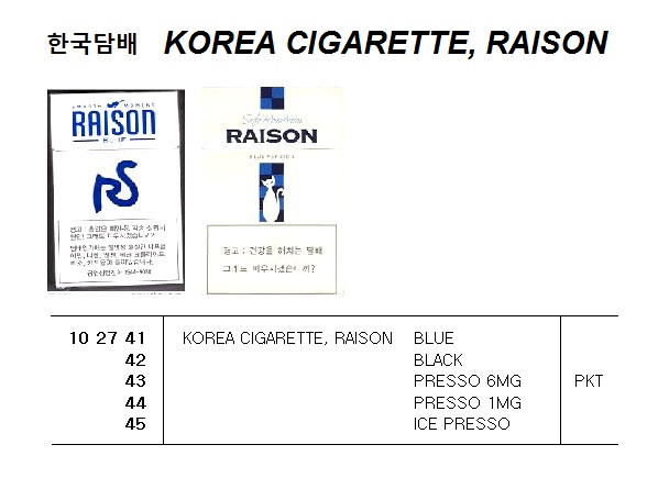 KOREA CIGARETTE, RAISON PRESSO 1MG
