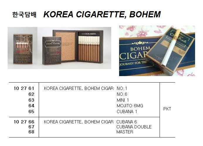 KOREA CIGARETTE, BOHEM CIGAR CUBANA 1