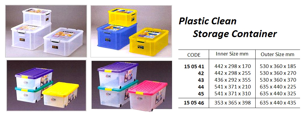 PLASTIC CLEAR STORAGE CONTAINERS WITH LID, 530 x 360 x 185 MM
