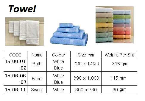 BATH TOWEL, COTTON 670 x1270 MM BLUE | 700 x 1230 MM, B grade, Shinhung, Korea (2019-2)