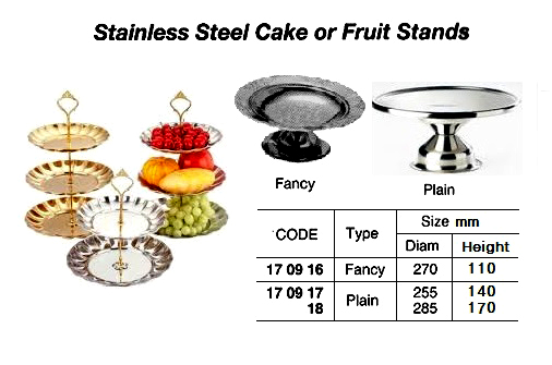 ST.STEEL CAKE OR FRUIT STAND, PLAIN 255 MM DIAM