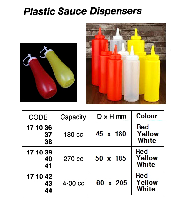 PLASTIC SAUCE DISPENSER, 400 CC WHITE
