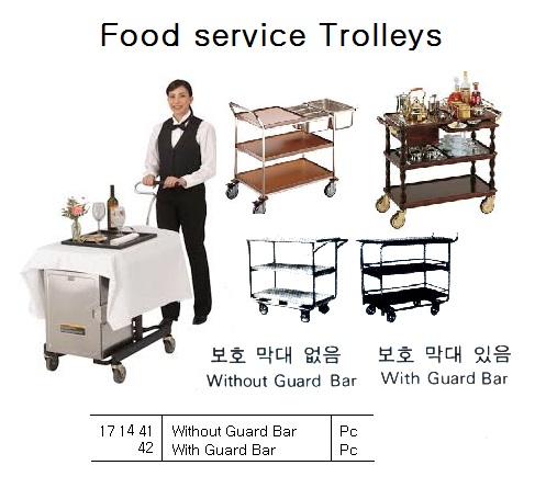 FOOD SERVICE TROLLEY, 3 STAGE WITHOUT GUARD, 450 x 750 x 750 MM