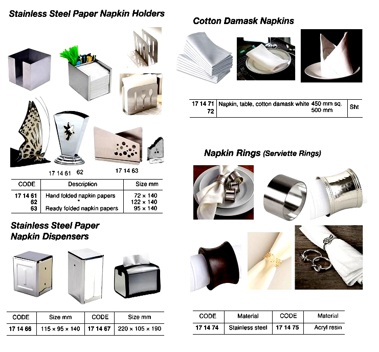 COTTON DAMASK TABLE NAPKIN, WHITE, 500 MM SQ. | 250 mm Square, 100's/Pkt Price (2016-10)