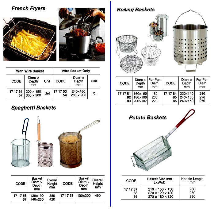 BOILING BASKETS, 240 x 150 x 270 MM, WITH HOOK