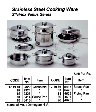 ST.STEEL CASSEROLE, SILVINOX VENUS NO.2326 6.6 LTR | (2017-6)