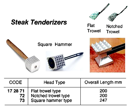 STEAK TENDERIZER, FLAT TROWEL TYPE, 200 MM OVERALL