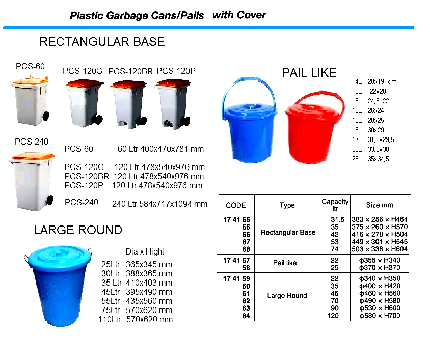 PLASTIC GARBAGE CAN WITH COVER, PAIL LIKE 22 LTR | (2015-9)