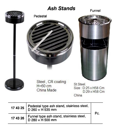 ST.STEEL ASH STAND, PEDESTOL TYPE, 260 x 535 MM | CR Coating, China (2014-9)