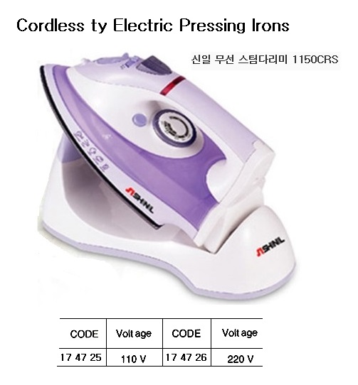 CORDLESS TYPE PRESS IRON, STEAM/DRY 110V