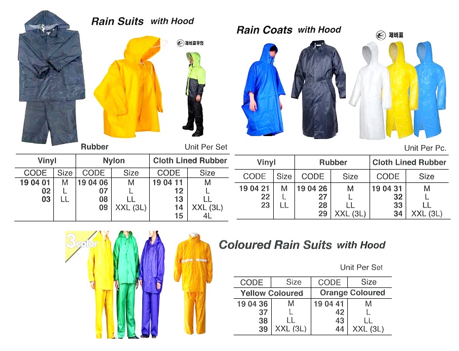 RAIN COAT WITH HOOD, VINYL SIZE L | PVC Jaebi Korea (2018-1)