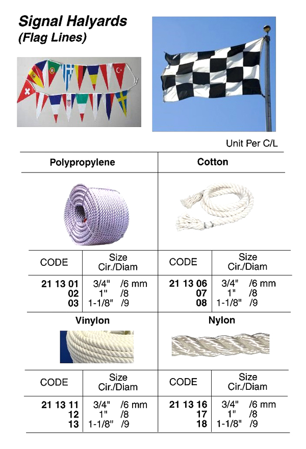 SIGNAL HALYARD (FLAG LINE) COTTON 1"CIR (8 MM) x 300 M | PP rope (2018-3)