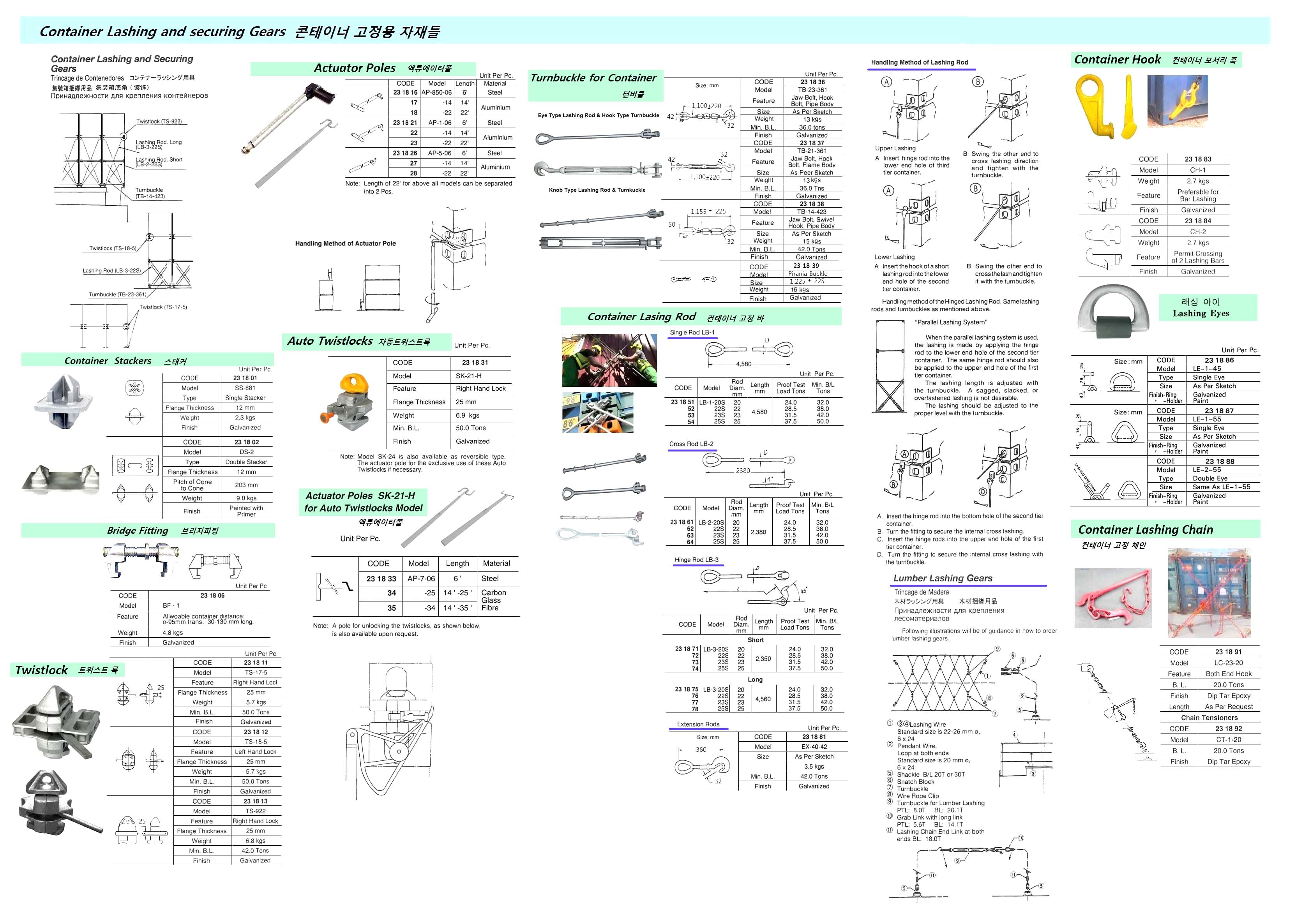 LASHING ROD SINGLE LB-1-20S ROD D 20 MM x L 4580 MM B/L 32 TON