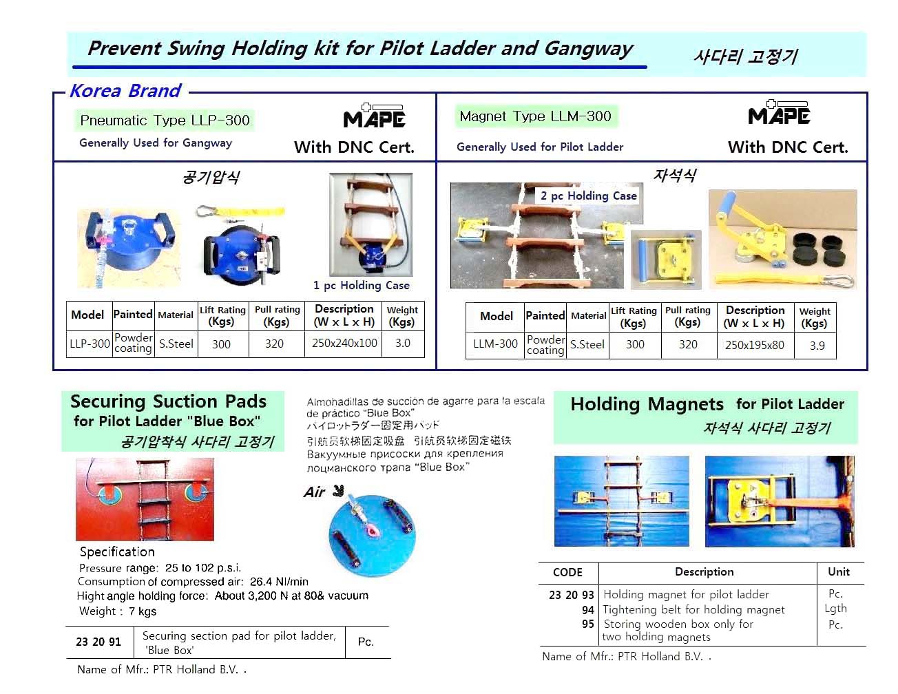 SECURING SUCTION PADS FOR PILOT LADDER | LLP-300, MAPE Korea (2016-4)