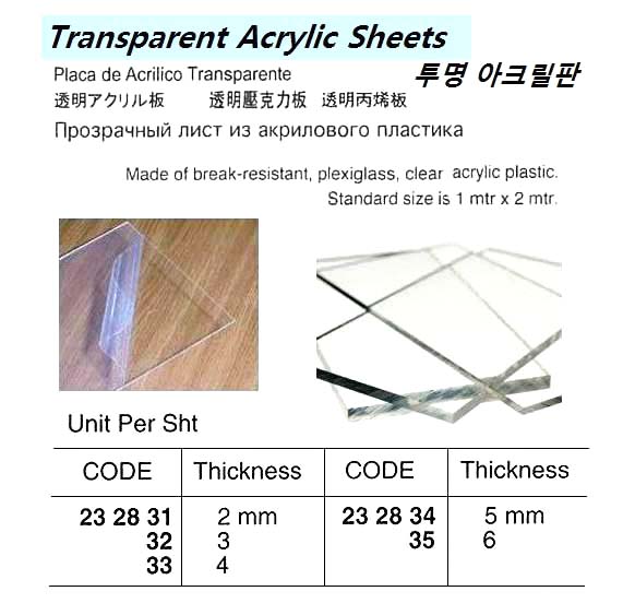 TRANSPARENT ACRYL SHEET, 5 MM x 1 x 2 MTR | 900x1800 mm, Korea (2018-6)