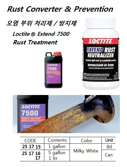 RUST CONVERTER & PREVENTION, LOCTITE EXTEND 7500, RUST TREATMENT, MILKY WHITE, 5 GALLON