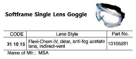 SOFTRAME SINGLE LENS GOGGLE, IV, 10106270, MSA | Hunywel Europe (2019-3)