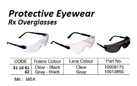 PROTECTIVE EYEWEAR, RX OVERGLASS, CLEAR, 10026005, MSA | Motors, Korea (2019-1)