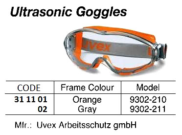ULTRASONIC GOGGLES, UVEX 9302, ORANGE MODEL:9302-210 | Hunywell Europe (2019-3)