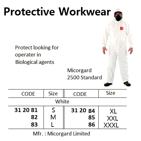 PROTECTIVE WORKWEAR, MICROGARD 2500 STANDARD, WHITE, M