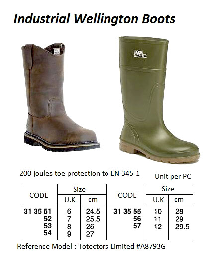 INDUSTRIAL WELLINGTON BOOTS, UK 6, 24.5 CM | (2013-9)