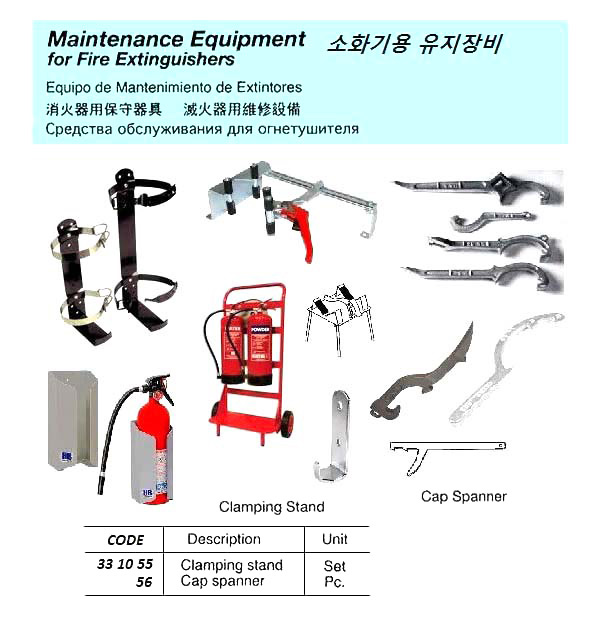 MAINTENANCE EQUIPMENT FOR FIRE EXTINGUISHER, CLAMPING STAND