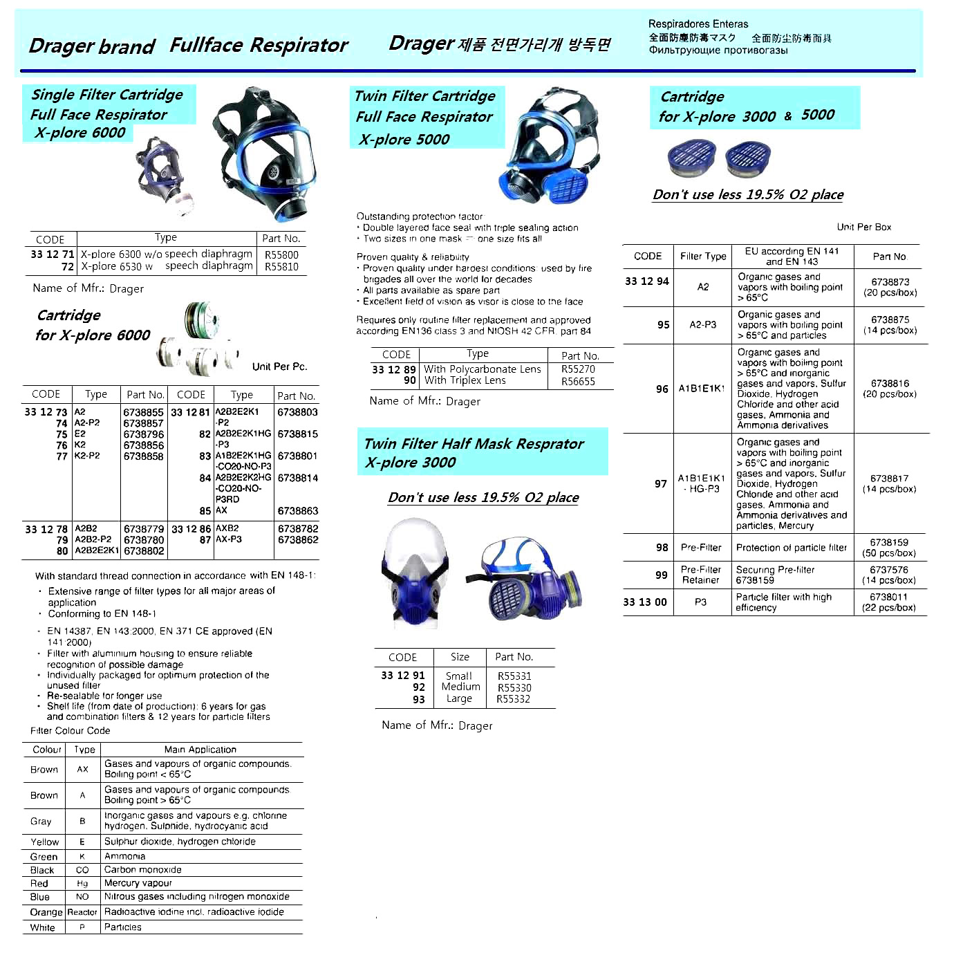 TWIN FILTER HALF MASK RESPIRATOR, X-PLORE 3000, MEDIUM, R55330, DRAGER