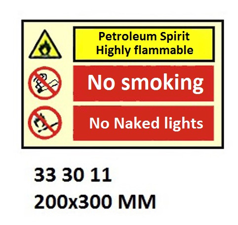 WHITE VINYL SIGN COMBINATION #3010 200x300 MM, DANGER GAS, NO FIRE NO OPEN ??. | Korea (2019-5)