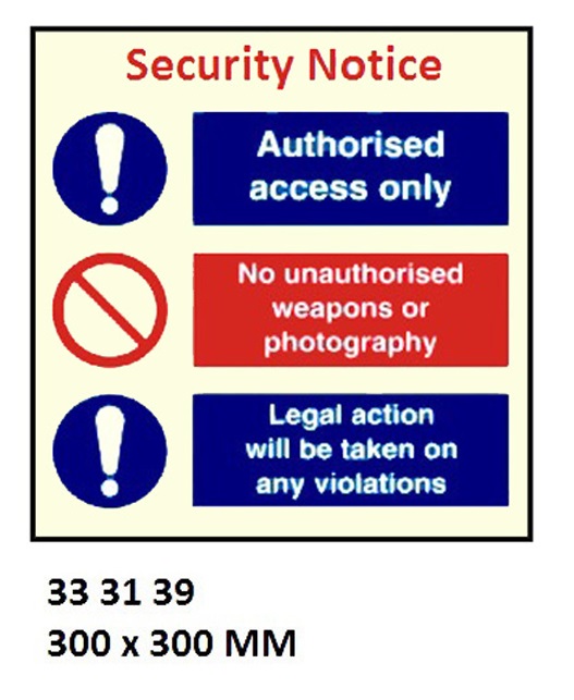 ISPS CODE SIGN & SECURITY SIGN, 400 x 300 MM, SECURITY NOTICE | Korea (2018-1)