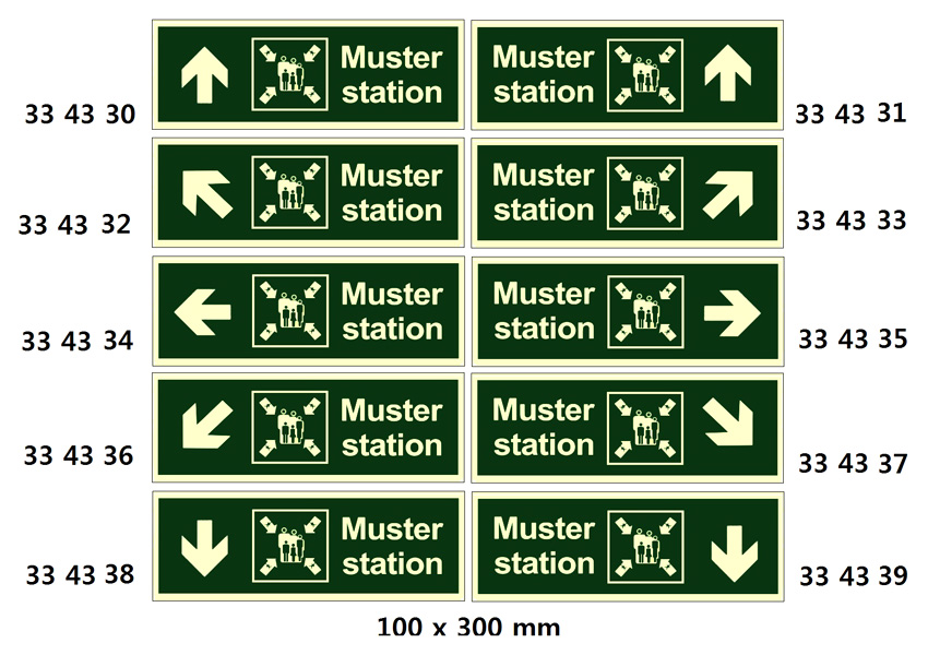 DIRECTION SIGN, 100x300 MM, MUSTER STATION | Korea (2019-5)