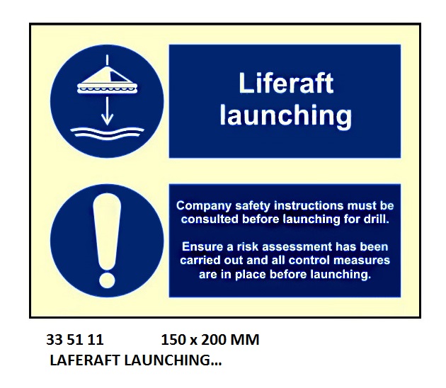 LSA SIGN, 150 x 200 MM, RESCUE BOAT LAUNCHING?? | Korea (2019-5)