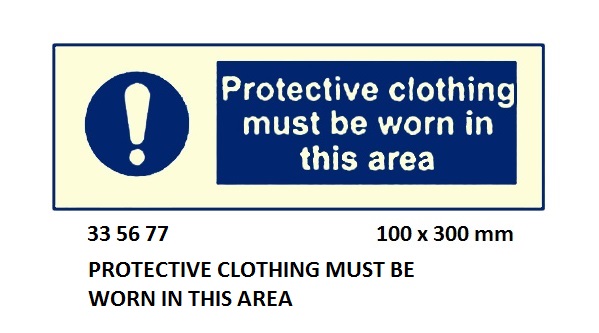 SIGN WHITE VINYL SELF ADHESIVE #5676 100x300 MM, PROTECTIVE EQUIPMENT STORED INSIDE | Korea (2019-5)