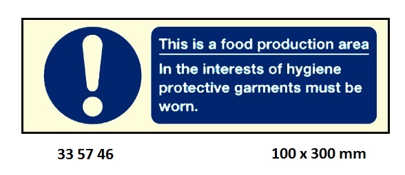 GALLEY SIGN, 100x300 MM, THIS IS A FOOD PRODUCTION AREA IN THE INTERESTS?? | Korea (2019-5)