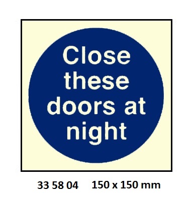 MANDATORY SIGN, 150x150 MM, CLOSE THIS DOOR AT NIGHT | Korea (2019-5)