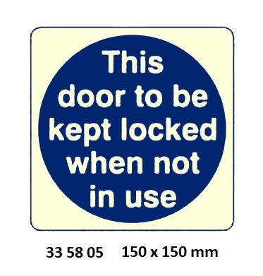 MANDATORY SIGN, 150x150 MM, CLOSE THESE DOORS AT NIGHT | Korea (2019-5)