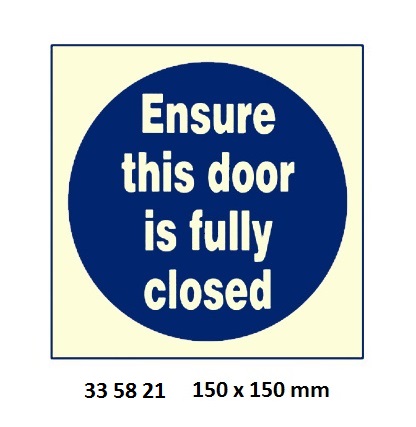 MANDATORY SIGN, 150x150 MM, AUTOMATIC WATERTIGHT DOOR KEEP CLEAR | Korea (2019-5)