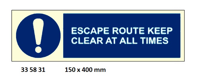 MANDATORY SIGN, 150x400 MM, EMERGENCY EXIT KEEP CLEAR | Korea (2019-5)