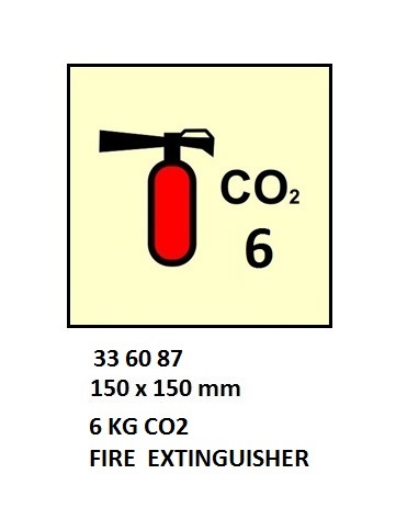 FIRE CONTROL SIGN, 150x150 MM, 6 KG CO2 FIRE EXTINGUISHER | Korea (2019-5)