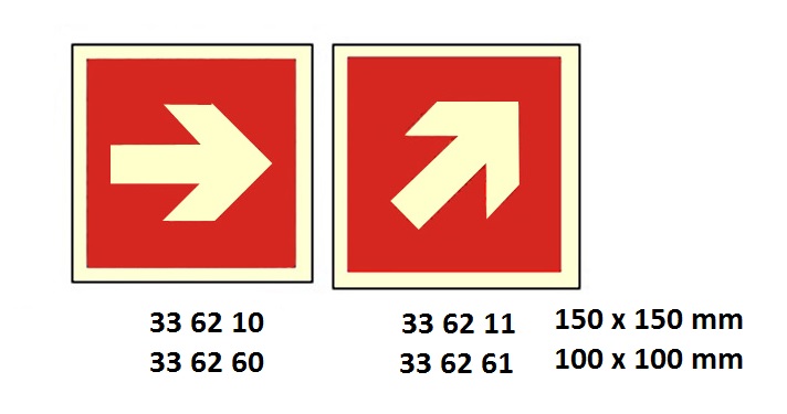FIRE SIGN (RED), 150x150 MM, ARROW HORIZ(R) | Korea (2019-5)