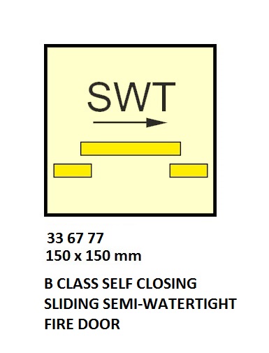 FIRE CONT SYMBOL, 150 x 150 MM, B CLASS SELF CLOSING SLIDING WATERTIGHT FIRE DOOR | Korea (2019-5)