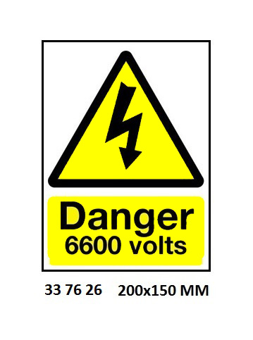 HAZARD SIGN, 200x150 MM, DANGER 6600 VOLTS | Korea (2019-5)