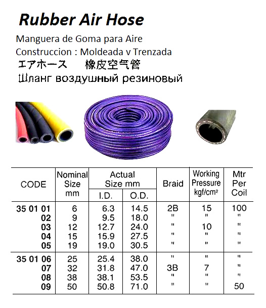 RUBBER AIR HOSE, 10KG 15 MM x 2B | PungNam, Korea (2018-4)