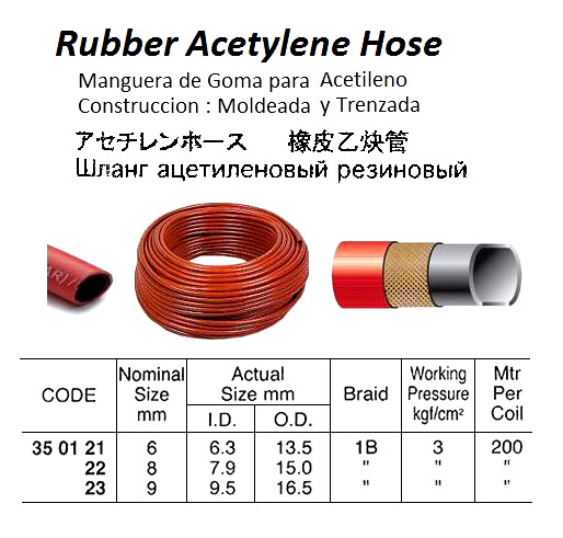 RUBBER OXY. HOSE, 15KG 9 MM x 2B | (2011-9)