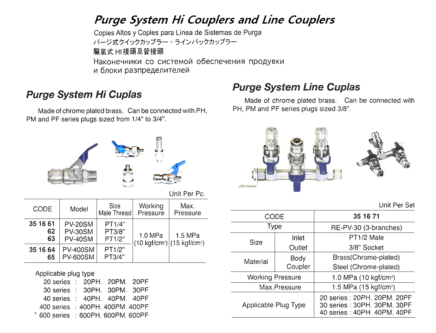 PURGE SYSTEM HI CUPLAS, PV-40SM, PT 1/2"