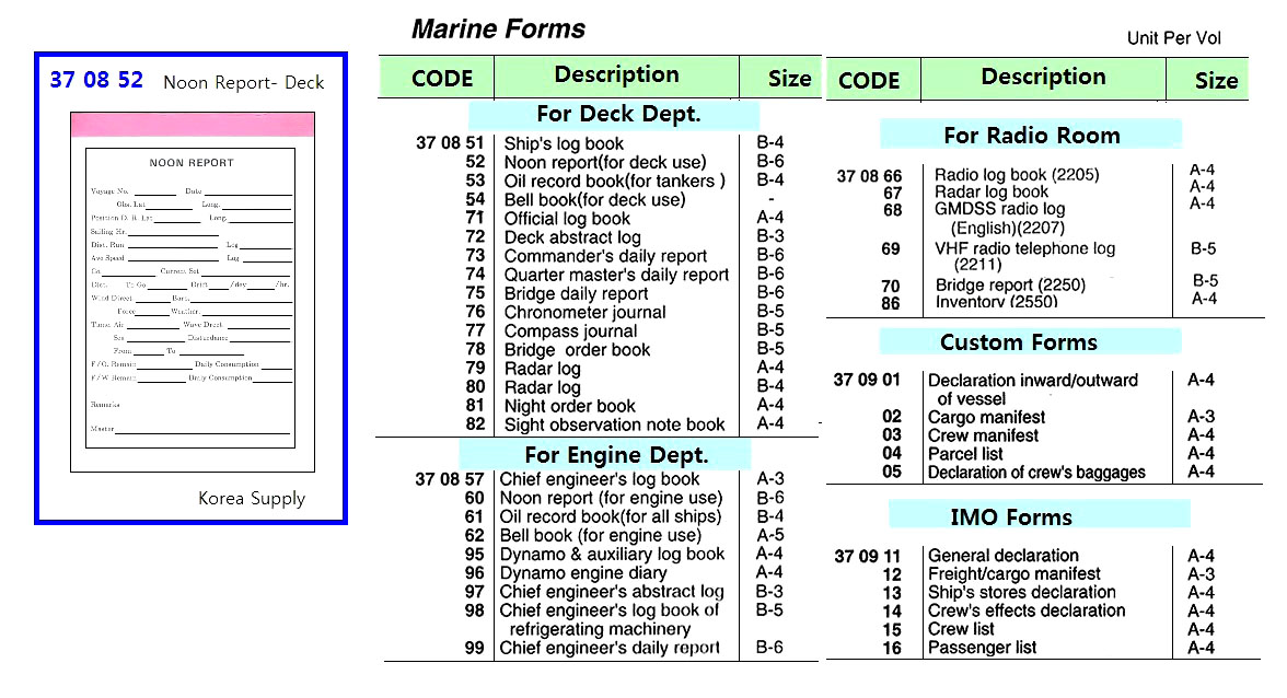DECK FORMS, LOG BOOK, B-4, ENGLISH, PANAM ENDOS | (2015-10)