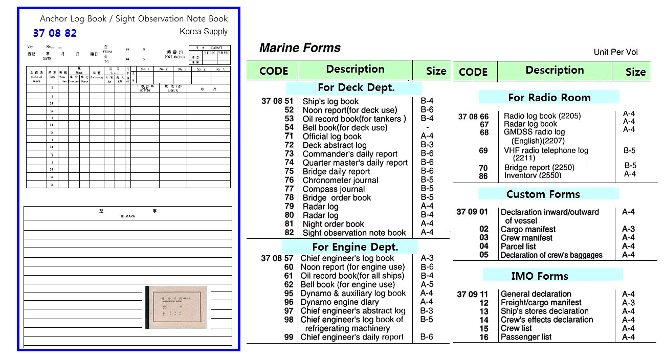 DECK FORMS, NIGHT ORDER BOOK, A-4 | General English Version Book (2017-4)